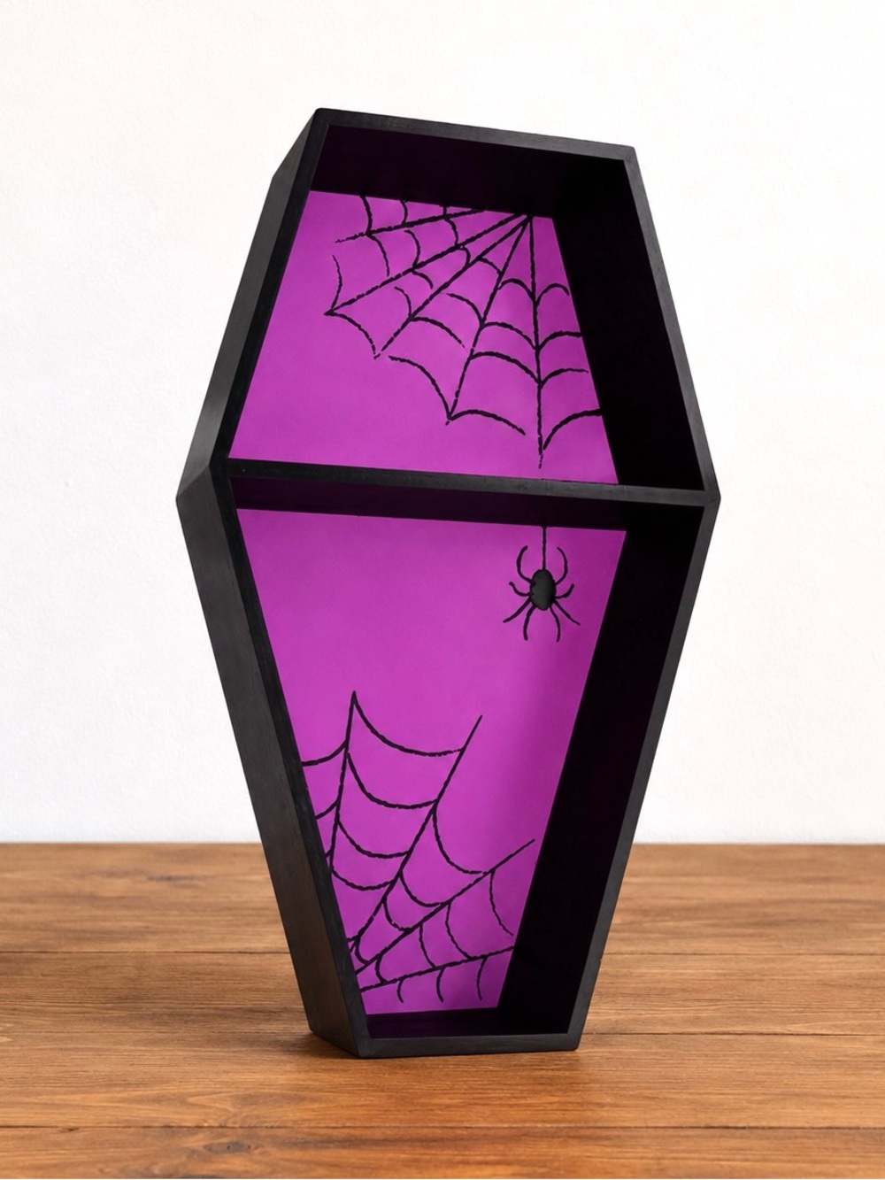 Target Bullseye Playground Halloween Black & Purple Wood Coffin Display Shelf